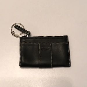 Preowned black leather COACH key chain, coin, credit card or ID purse